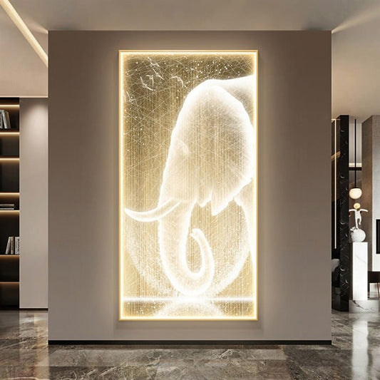 Glistening Gold Elephant Crystal Porcelain painting