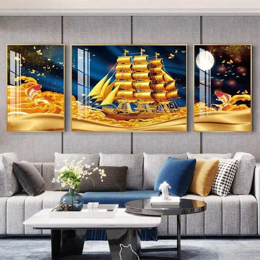 Golden Expedition Crystal Porcelain painting Trio