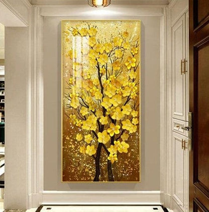 Golden Tree Branch Crystal Porcelain painting