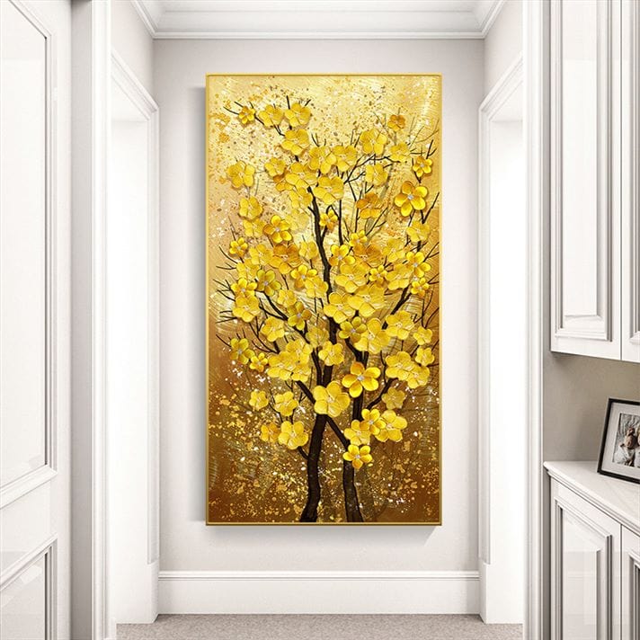 Golden Tree Branch Crystal Porcelain painting