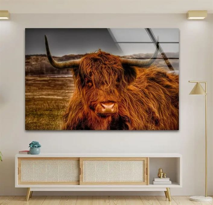 Highland Cow Crystal Porcelain painting