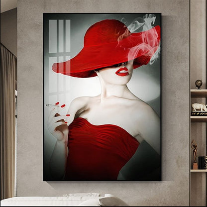 Red Elegance Crystal Porcelain painting