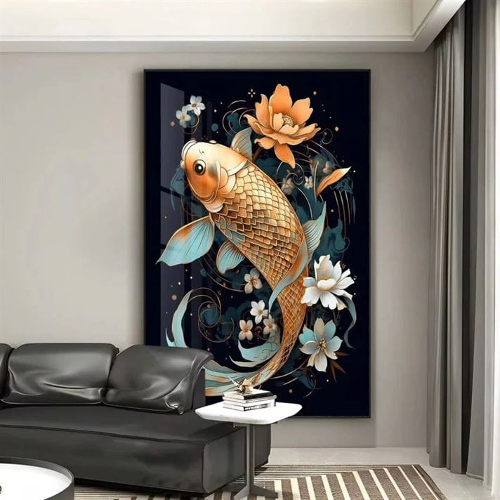 Shimmering Gold Arowana Crystal Porcelain painting