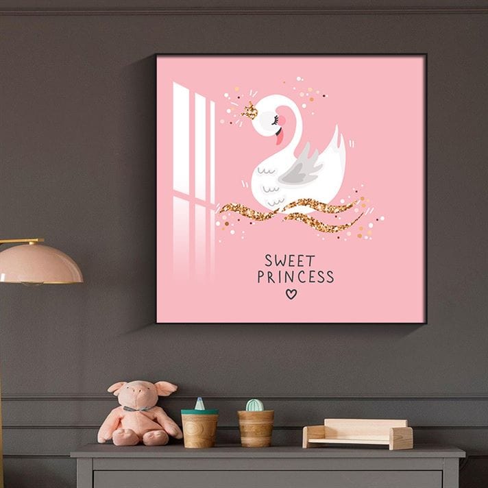 Sweet Swan Crystal Porcelain painting