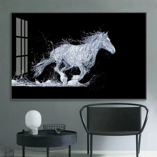 Water Horse Illusion Crystal Porcelain painting