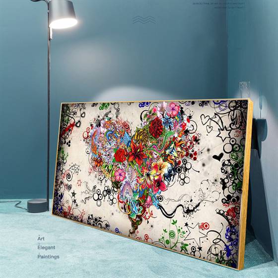 A heart made of flowers canvas