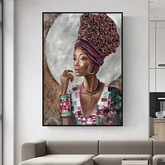 African woman wearing jewelry canvas