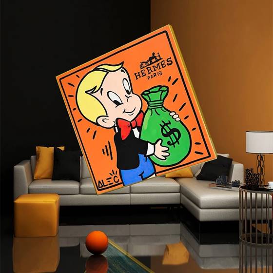 Alec Monopoly - big bucket of cash canvas