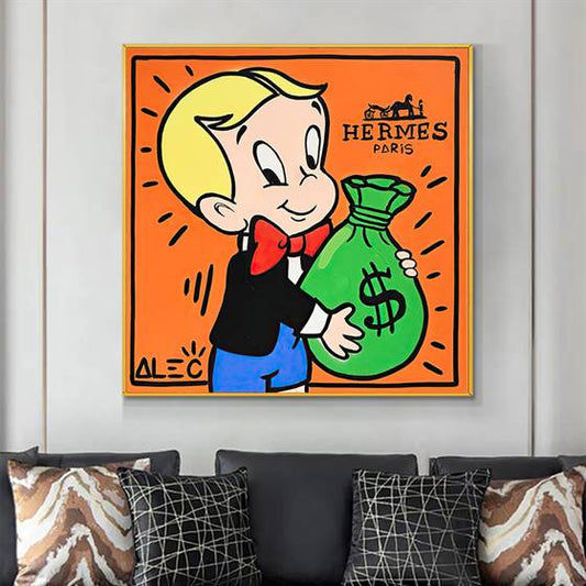 Alec Monopoly - big bucket of cash canvas