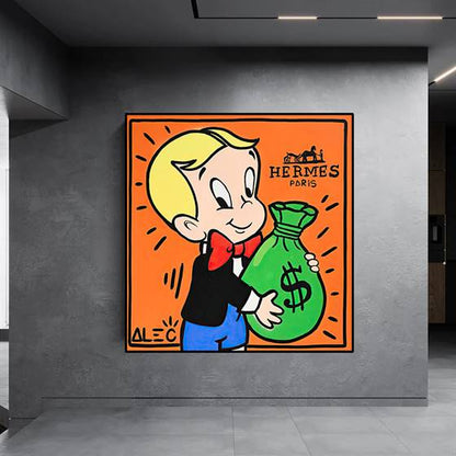 Alec Monopoly - big bucket of cash canvas