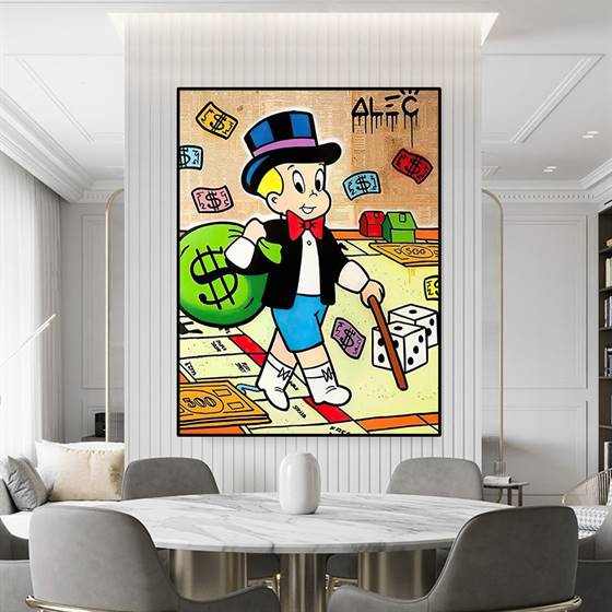 Alec Monopoly - Rich boy coming through canvas