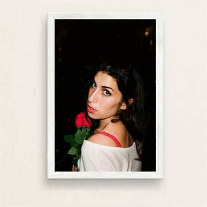 Amy Winehouse with a rose canvas