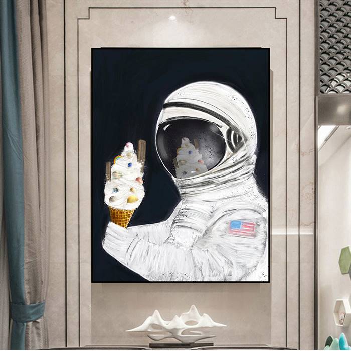 Astronaut with ice cream canvas