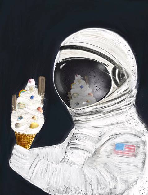 Astronaut with ice cream canvas