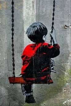 Banksy - Kid on a swing canvas