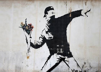 Banksy - Throw me a bouquet canvas
