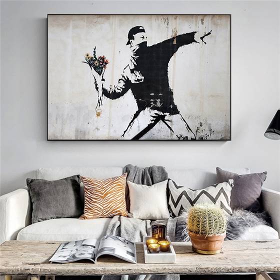Banksy - Throw me a bouquet canvas