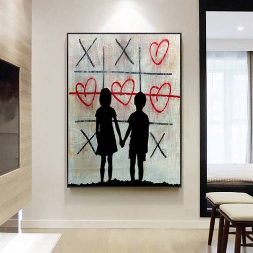 Banksy - X's and hearts canvas
