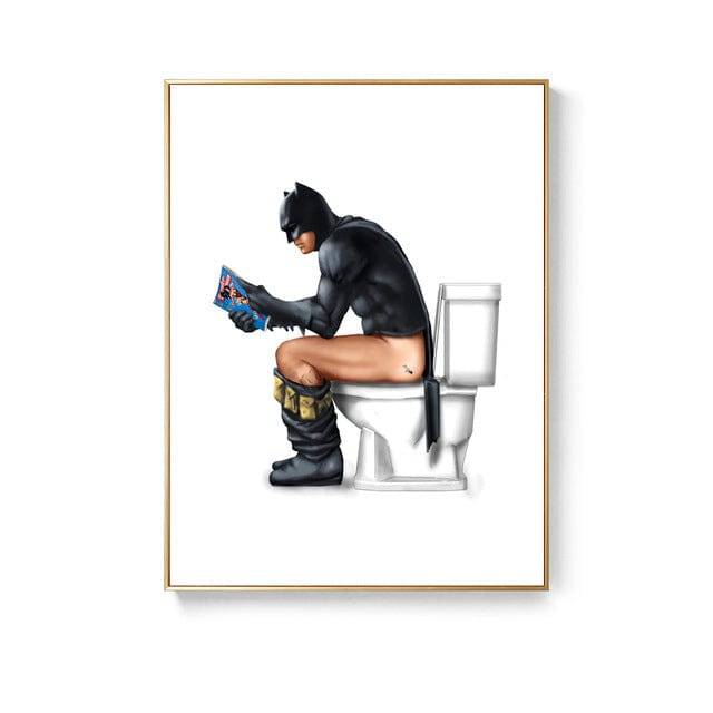 Batman sitting on the toilete canvas