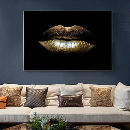 Beautiful gold lips canvas