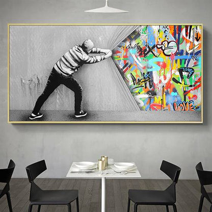 Behind the curtain canvas