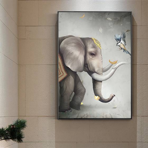 Bird and elephant canvas