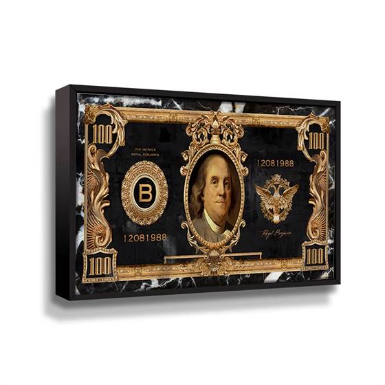 Black and Gold Hundred Dollar Bill canvas