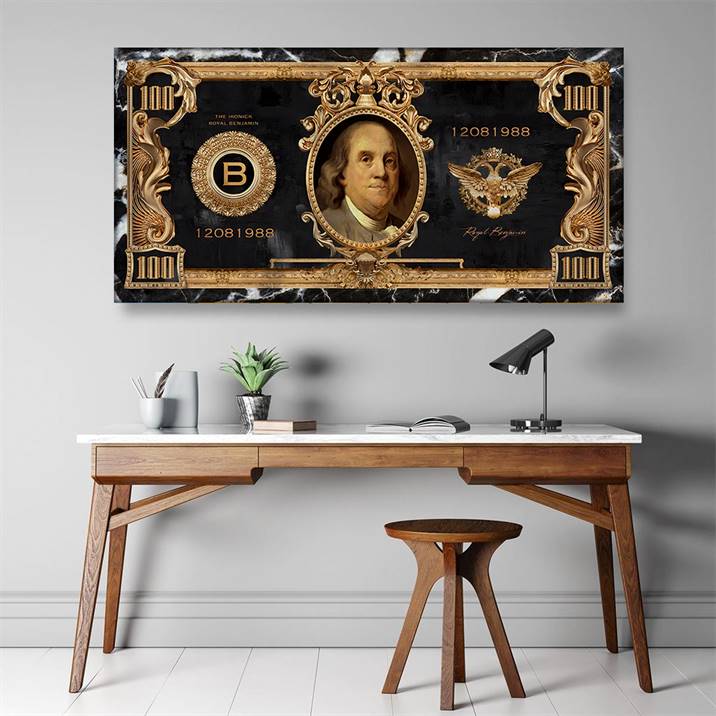 Black and Gold Hundred Dollar Bill canvas