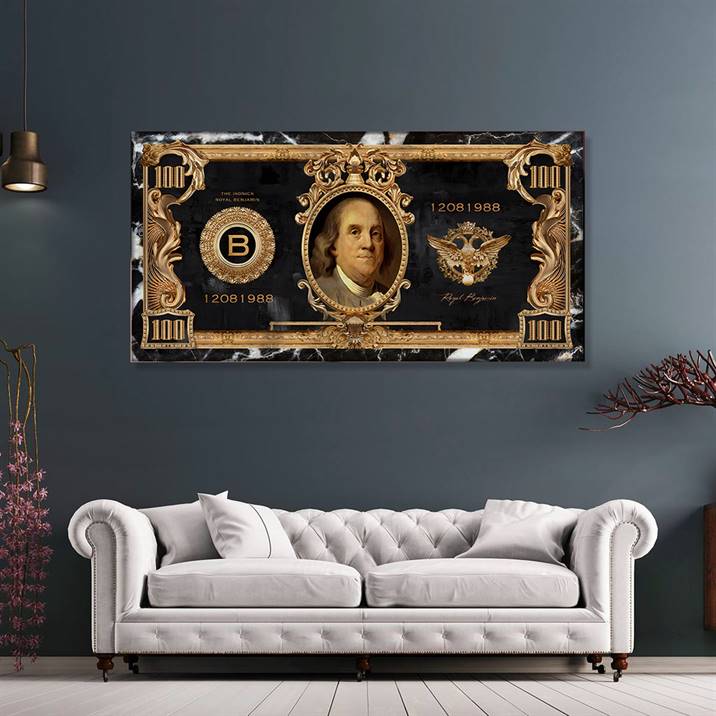 Black and Gold Hundred Dollar Bill canvas