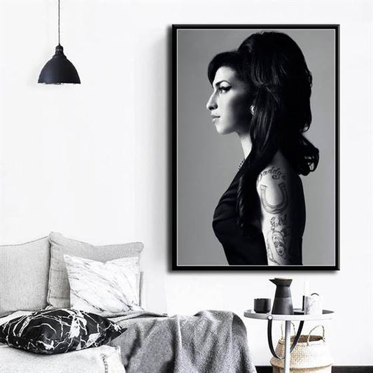 Black and white Amy Winehouse canvas