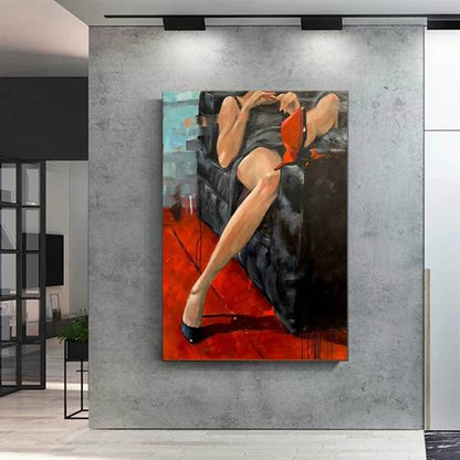 Black high heels canvas