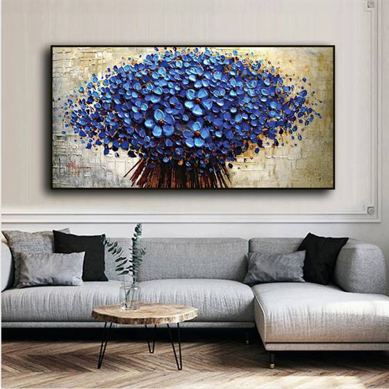 Blue bouquet canvas