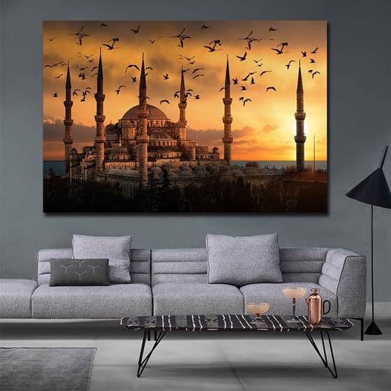 Blue mosque sunset canvas