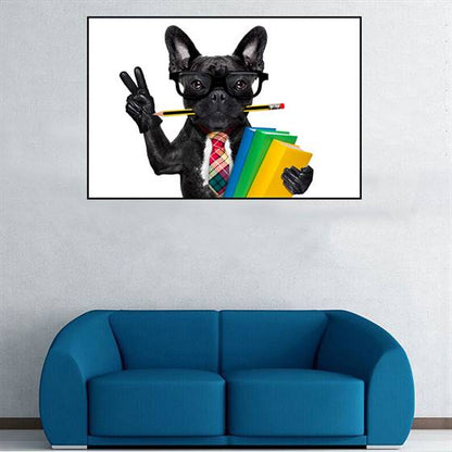 Bookworm dog canvas