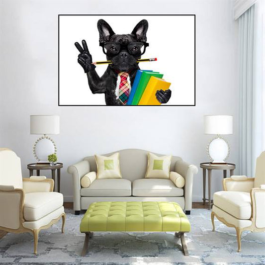 Bookworm dog canvas