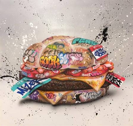 Burger street art canvas