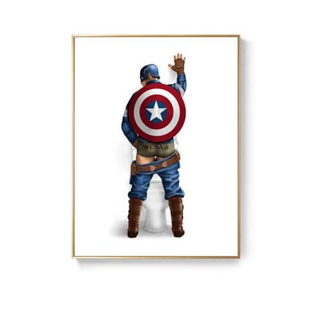 Captain America in the bathroom canvas
