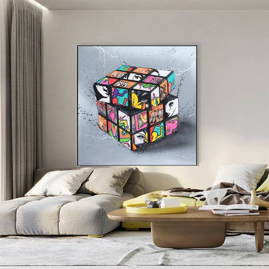 Cartoonish Rubik's cube canvas