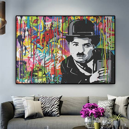 Chaplin graffiti canvas