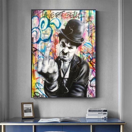 Charlie Chaplin with a hand gesture canvas