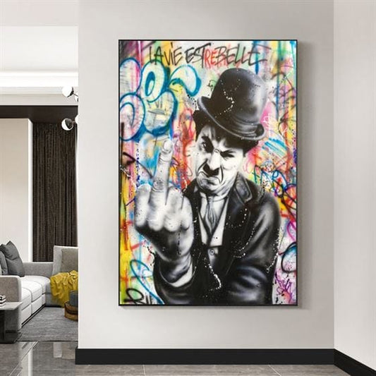 Charlie Chaplin with a hand gesture canvas