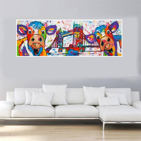Colorful cows in London canvas