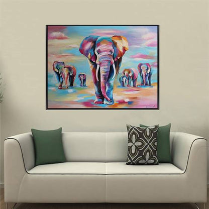 Colorful elephants canvas