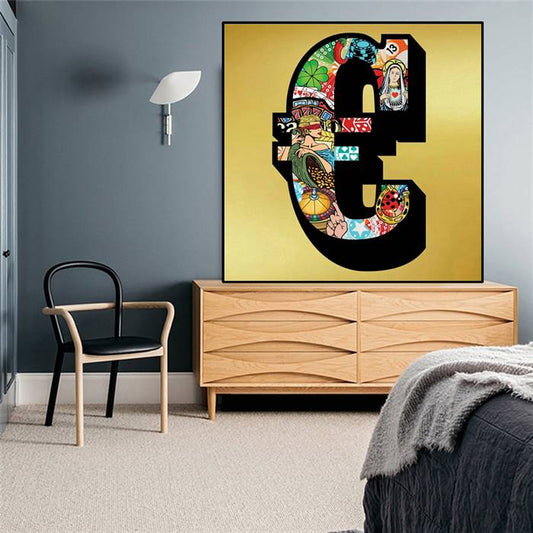 Colorful Euro sign canvas