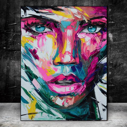 Colorful girl's face canvas