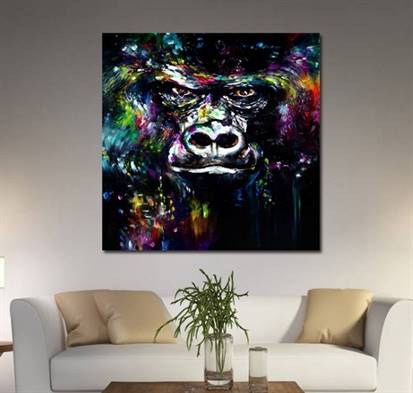 Colorful gorilla canvas