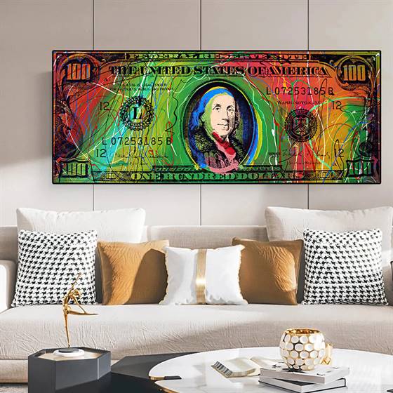 Colorful Hundred Dollar Bill canvas