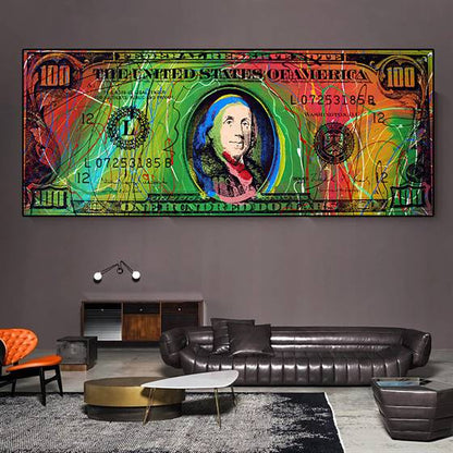 Colorful Hundred Dollar Bill canvas