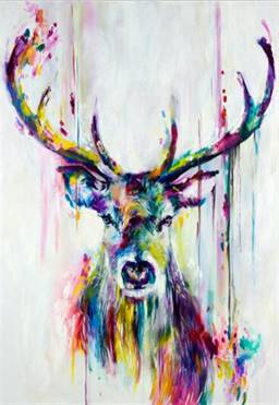 Colorful reindeer canvas