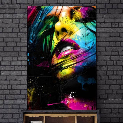 Colorful sexy lips canvas